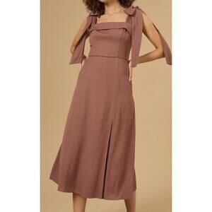 NEW Altar’d State | Wrenlee Bow Tie Midi Dress | Women’s L | Brown